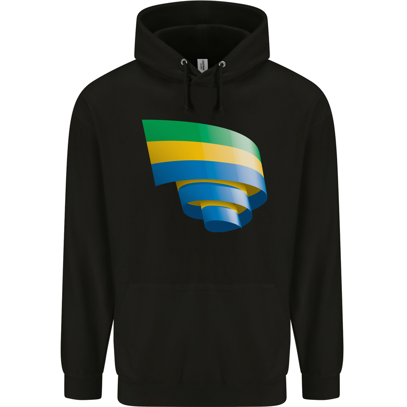 Curled Gabon Flag Gabonese Day Football Mens 80% Cotton Hoodie Black