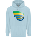 Curled Gabon Flag Gabonese Day Football Mens 80% Cotton Hoodie Light Blue