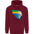 Curled Gabon Flag Gabonese Day Football Mens 80% Cotton Hoodie Maroon