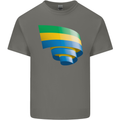 Curled Gabon Flag Gabonese Day Football Mens Cotton T-Shirt Tee Top Charcoal