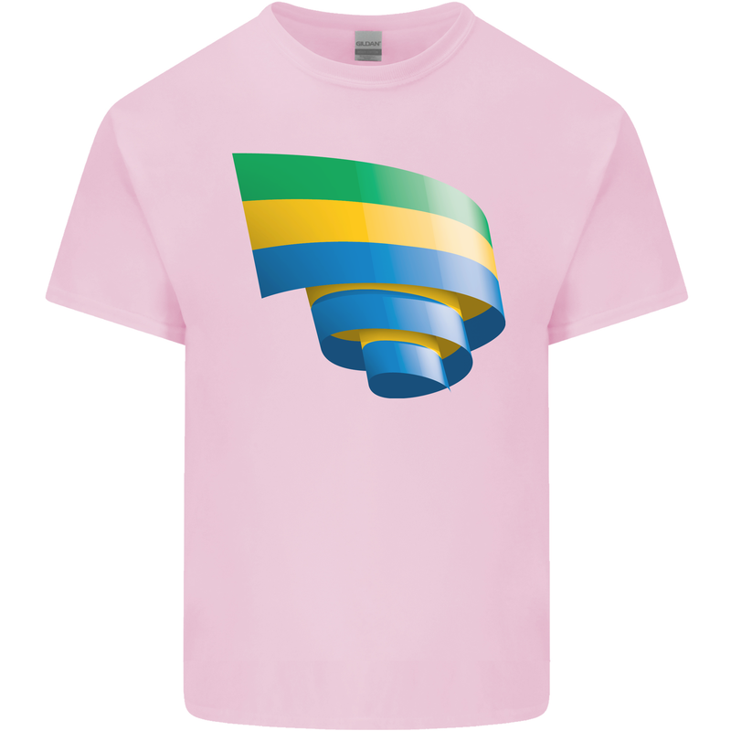 Curled Gabon Flag Gabonese Day Football Mens Cotton T-Shirt Tee Top Light Pink