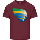 Curled Gabon Flag Gabonese Day Football Mens Cotton T-Shirt Tee Top Maroon