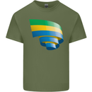 Curled Gabon Flag Gabonese Day Football Mens Cotton T-Shirt Tee Top Military Green
