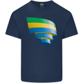 Curled Gabon Flag Gabonese Day Football Mens Cotton T-Shirt Tee Top Navy Blue