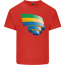 Curled Gabon Flag Gabonese Day Football Mens Cotton T-Shirt Tee Top Red