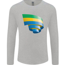 Curled Gabon Flag Gabonese Day Football Mens Long Sleeve T-Shirt Sports Grey