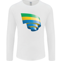 Curled Gabon Flag Gabonese Day Football Mens Long Sleeve T-Shirt White