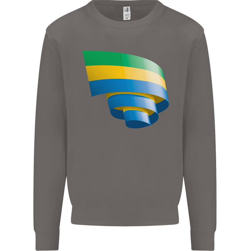 Curled Gabon Flag Gabonese Day Football Mens Sweatshirt Jumper Charcoal