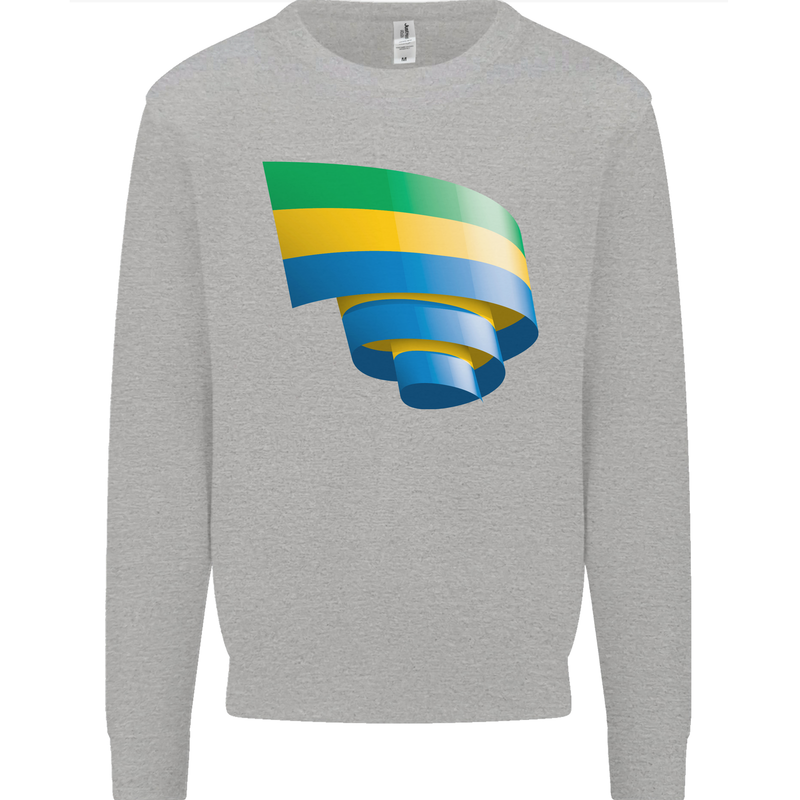 Curled Gabon Flag Gabonese Day Football Mens Sweatshirt Jumper Sports Grey