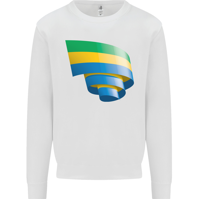 Curled Gabon Flag Gabonese Day Football Mens Sweatshirt Jumper White