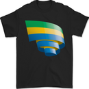 Curled Gabon Flag Gabonese Day Football Mens T-Shirt 100% Cotton Black