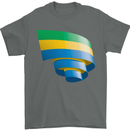 Curled Gabon Flag Gabonese Day Football Mens T-Shirt 100% Cotton Charcoal