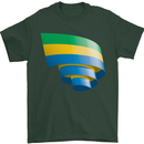 Curled Gabon Flag Gabonese Day Football Mens T-Shirt 100% Cotton Forest Green
