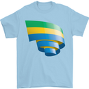 Curled Gabon Flag Gabonese Day Football Mens T-Shirt 100% Cotton Light Blue