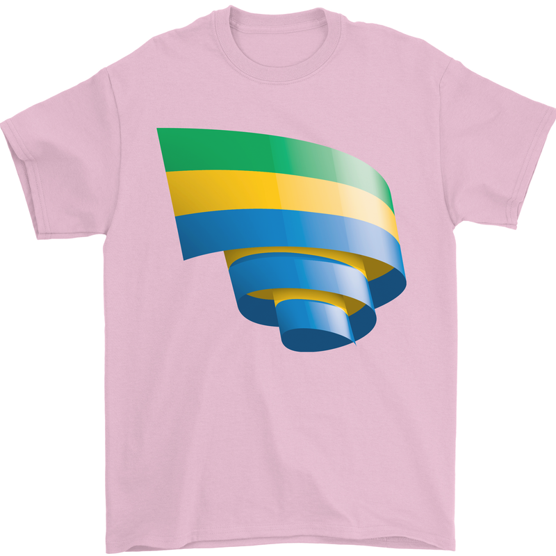 Curled Gabon Flag Gabonese Day Football Mens T-Shirt 100% Cotton Light Pink
