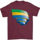 Curled Gabon Flag Gabonese Day Football Mens T-Shirt 100% Cotton Maroon
