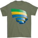 Curled Gabon Flag Gabonese Day Football Mens T-Shirt 100% Cotton Military Green