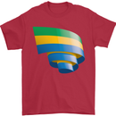 Curled Gabon Flag Gabonese Day Football Mens T-Shirt 100% Cotton Red