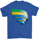 Curled Gabon Flag Gabonese Day Football Mens T-Shirt 100% Cotton Royal Blue
