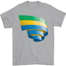 Curled Gabon Flag Gabonese Day Football Mens T-Shirt 100% Cotton Sports Grey
