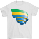 Curled Gabon Flag Gabonese Day Football Mens T-Shirt 100% Cotton White