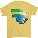 Curled Gabon Flag Gabonese Day Football Mens T-Shirt 100% Cotton Yellow