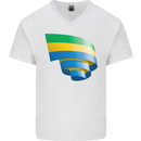 Curled Gabon Flag Gabonese Day Football Mens V-Neck Cotton T-Shirt White