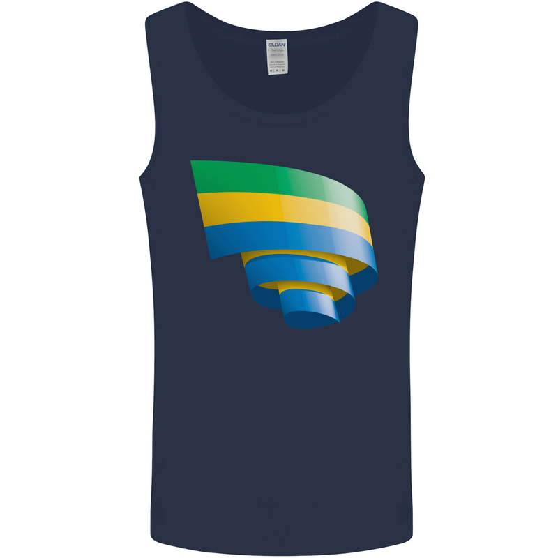 Curled Gabon Flag Gabonese Day Football Mens Vest Tank Top Navy Blue