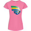 Curled Gabon Flag Gabonese Day Football Womens Petite Cut T-Shirt Azalea