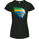 Curled Gabon Flag Gabonese Day Football Womens Petite Cut T-Shirt Black