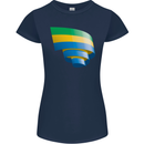 Curled Gabon Flag Gabonese Day Football Womens Petite Cut T-Shirt Navy Blue