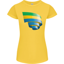 Curled Gabon Flag Gabonese Day Football Womens Petite Cut T-Shirt Yellow