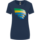 Curled Gabon Flag Gabonese Day Football Womens Wider Cut T-Shirt Navy Blue