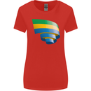 Curled Gabon Flag Gabonese Day Football Womens Wider Cut T-Shirt Red