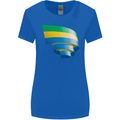 Curled Gabon Flag Gabonese Day Football Womens Wider Cut T-Shirt Royal Blue