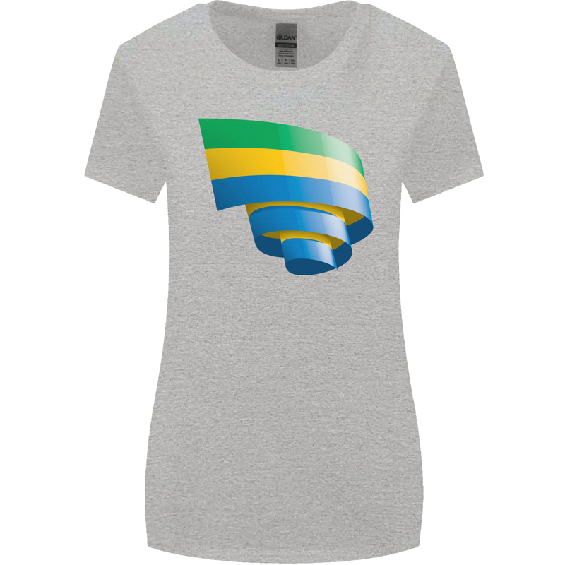 Curled Gabon Flag Gabonese Day Football Womens Wider Cut T-Shirt Sports Grey