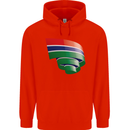 Curled Gambia Flag Gambian Day Football Childrens Kids Hoodie Bright Red