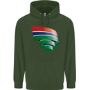 Curled Gambia Flag Gambian Day Football Childrens Kids Hoodie Forest Green
