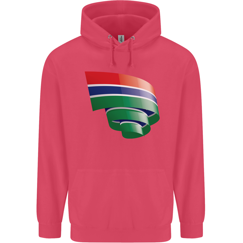 Curled Gambia Flag Gambian Day Football Childrens Kids Hoodie Heliconia