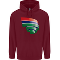 Curled Gambia Flag Gambian Day Football Childrens Kids Hoodie Maroon