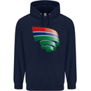 Curled Gambia Flag Gambian Day Football Childrens Kids Hoodie Navy Blue
