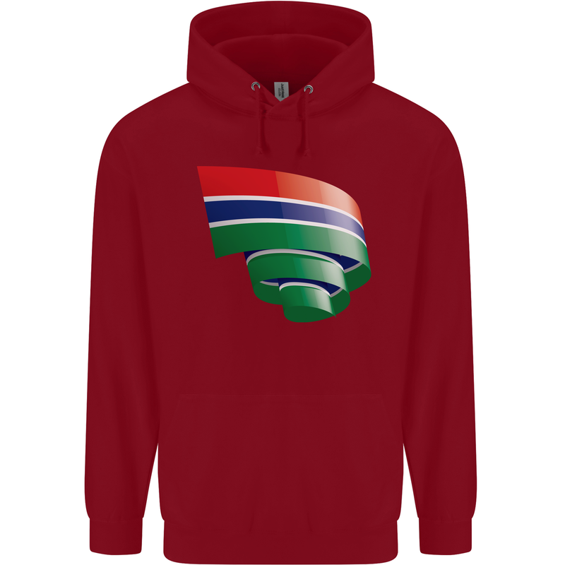 Curled Gambia Flag Gambian Day Football Childrens Kids Hoodie Red