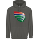 Curled Gambia Flag Gambian Day Football Childrens Kids Hoodie Storm Grey