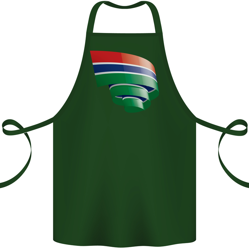 Curled Gambia Flag Gambian Day Football Cotton Apron 100% Organic Forest Green