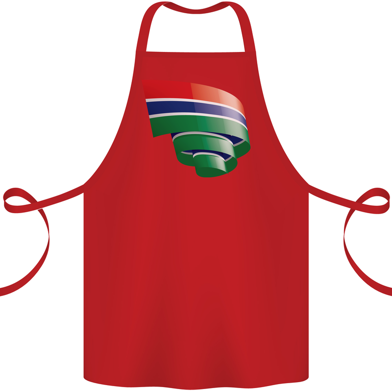 Curled Gambia Flag Gambian Day Football Cotton Apron 100% Organic Red