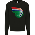 Curled Gambia Flag Gambian Day Football Kids Sweatshirt Jumper Black