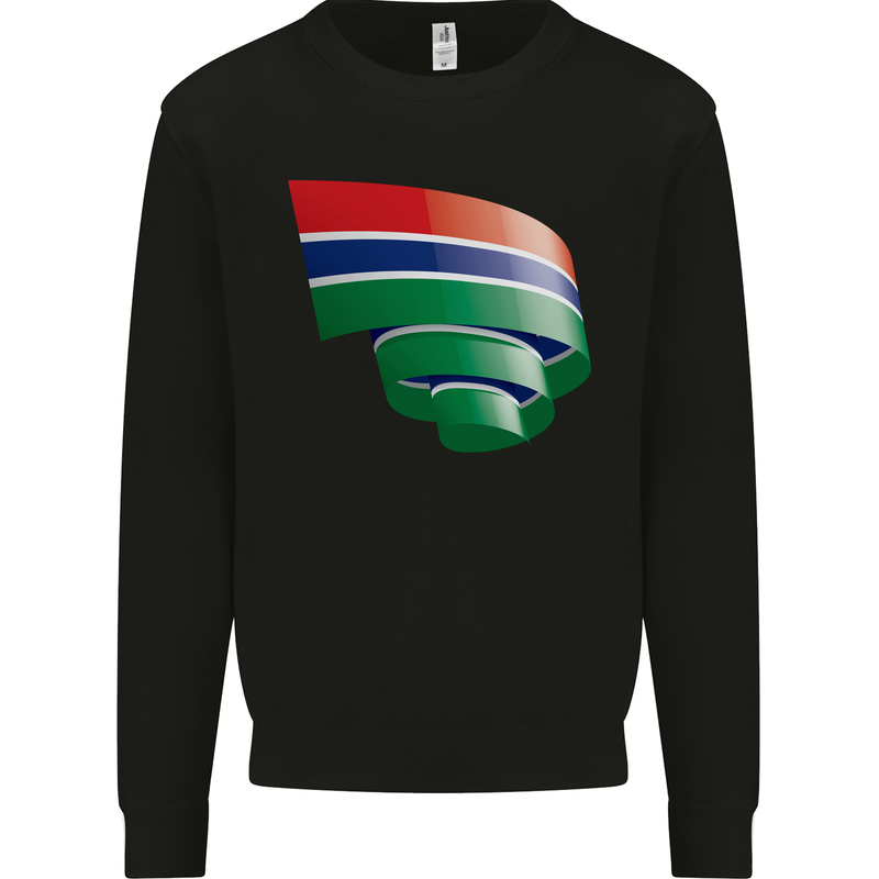 Curled Gambia Flag Gambian Day Football Kids Sweatshirt Jumper Black