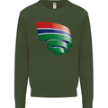Curled Gambia Flag Gambian Day Football Kids Sweatshirt Jumper Forest Green