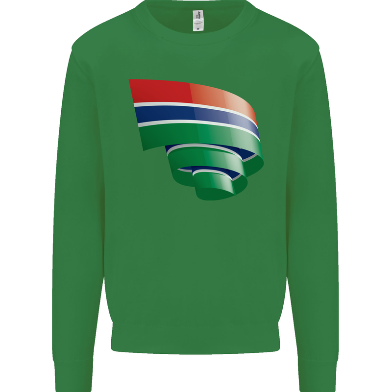 Curled Gambia Flag Gambian Day Football Kids Sweatshirt Jumper Irish Green
