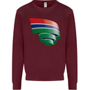 Curled Gambia Flag Gambian Day Football Kids Sweatshirt Jumper Maroon